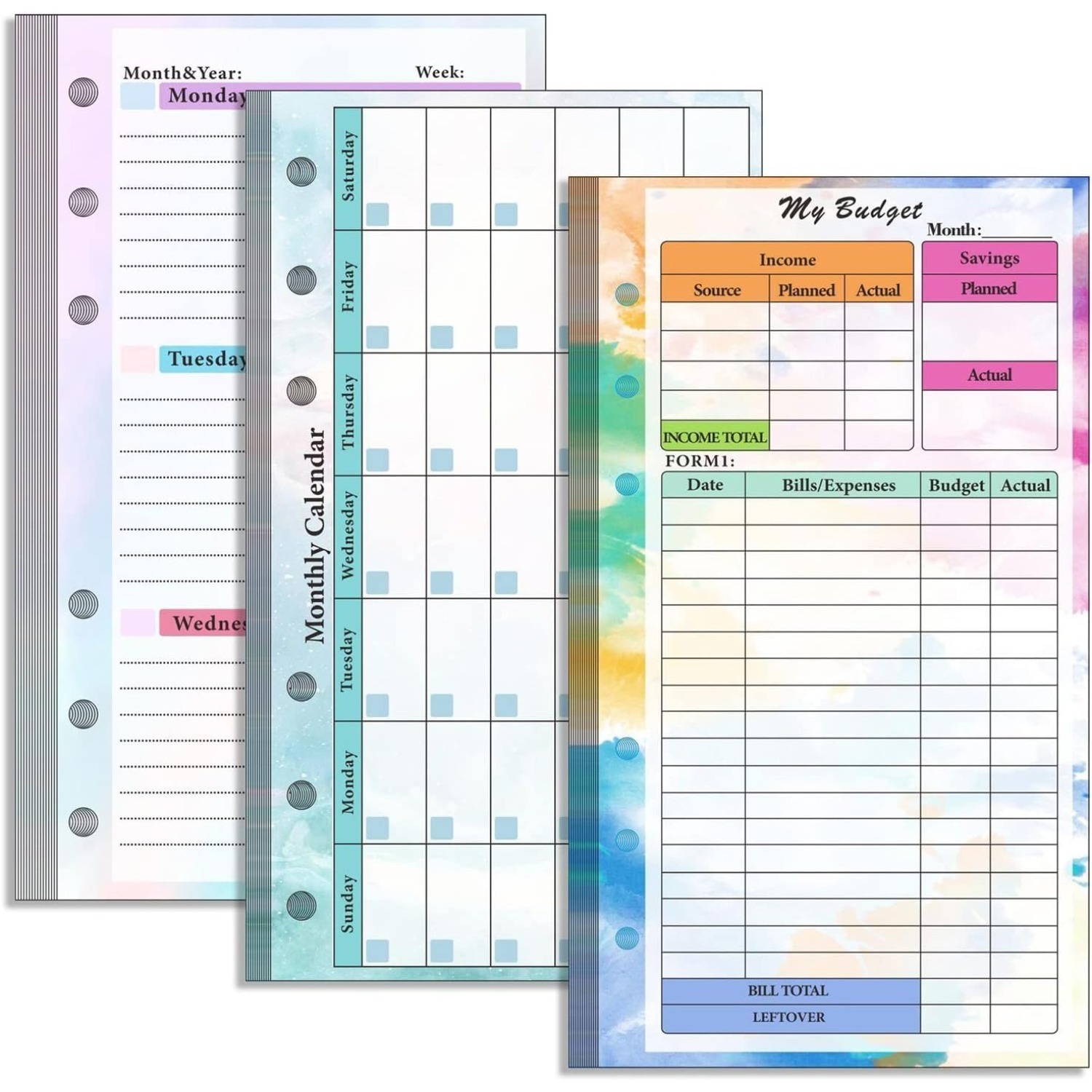 Planner Weekly Budget - A6 boyutunda 6 delikli cilt defteri